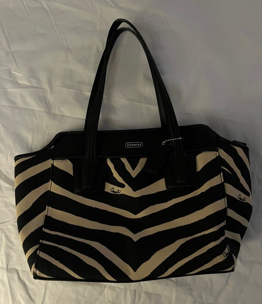 Coach Signature Stripe Zebra Print Tote